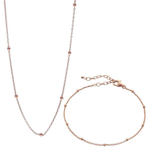 Womens Bead Chain Sterling Silver Satellite Necklace and Bracelet Set - - One Size - Spero London - Modalova