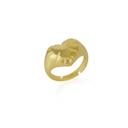 Womens Sterling Silver Chunky Love Heart Signet Ring - - One Size - Spero London - Modalova