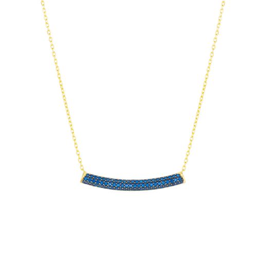 Womens Sterling Silver Concave Bar Necklace - Blue - - One Size - Spero London - Modalova