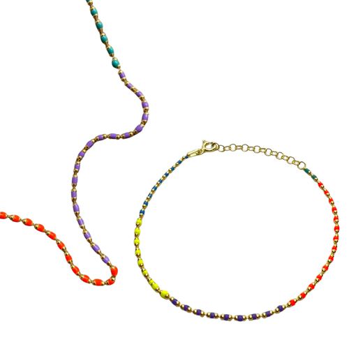 Womens Sterling Silver Enamel Mine Beaded Colourful Rainbow Necklace and Bracelet Set - - One Size - NastyGal UK (+IE) - Modalova