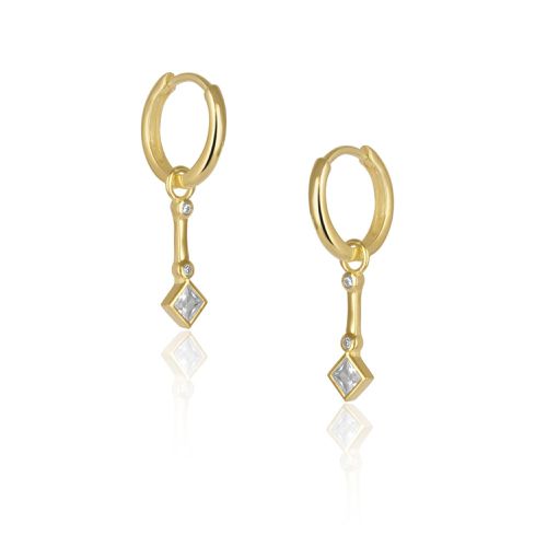 Womens Sterling Silver Rhombus Drop Hoop Earring - - One Size - NastyGal UK (+IE) - Modalova