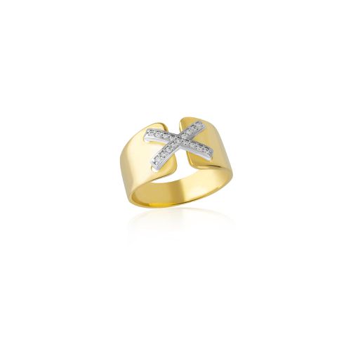 Womens Sterling Silver X Signet Ring Gold Vermeil - - One Size - Spero London - Modalova