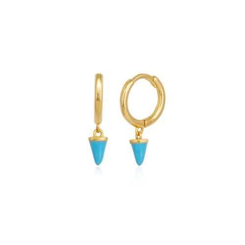 Womens Turquoise Spike Pave Hoop Drop Earring - - One Size - Spero London - Modalova
