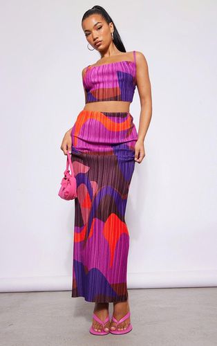 Womens Print Plisse Maxi Skirt - 14 - NastyGal UK (+IE) - Modalova