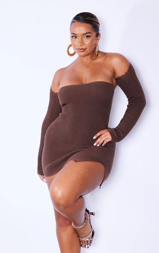 Womens Shape Chocolate Knit Bardot Sleeve Bodycon Dress - L - NastyGal UK (+IE) - Modalova