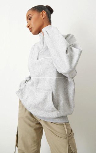 Womens Ash Half Zip Oversized Contrast Piping Sweatshirt - XS - NastyGal UK (+IE) - Modalova