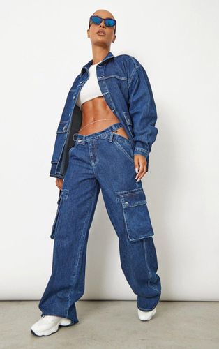 Womens Dark Wash Cut Out Asymmetric Waistband Cargo Jeans - 12 - NastyGal UK (+IE) - Modalova