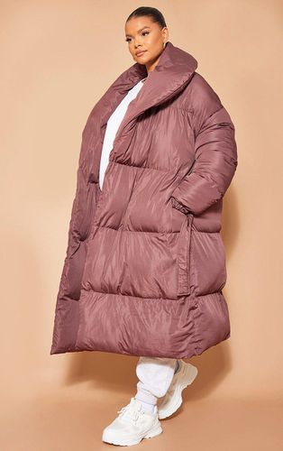 Womens Plus Chocolate Oversized Collar Belted Longline Puffer Coat - - XXL - NastyGal UK (+IE) - Modalova
