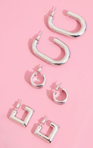 Womens Silver Chunky Hoop Multipack Earrings - - One Size - NastyGal UK (+IE) - Modalova