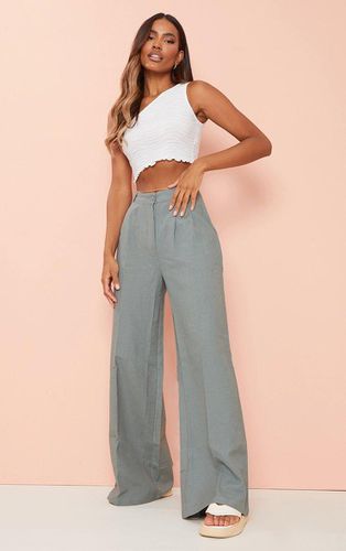 Womens Linen Look High Waist Wide Leg Trousers - 16 - NastyGal UK (+IE) - Modalova