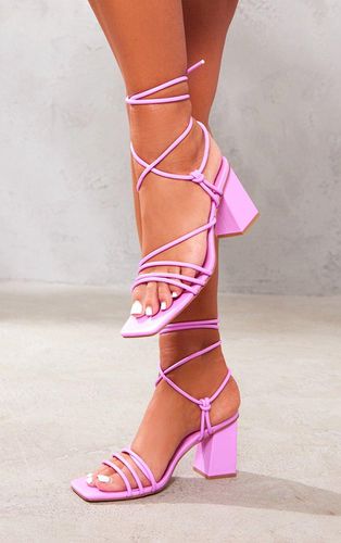Womens Faux Leather Strap Square Low Wooden Block Heeled Sandals - 3 - NastyGal UK (+IE) - Modalova