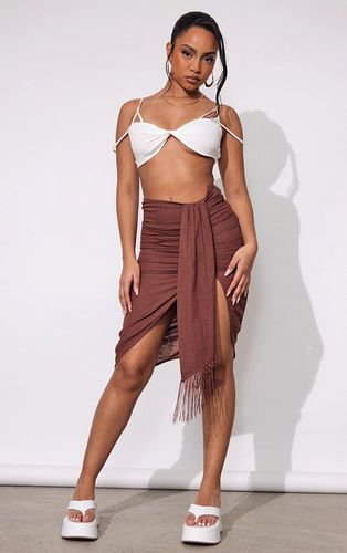 Womens Petite Chocolate Linen Look Tassel Skirt - - 4 - NastyGal UK (+IE) - Modalova