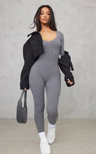 Womens Petite Charcoal Long Sleeve Knitted Jumpsuit - - 10 - NastyGal UK (+IE) - Modalova
