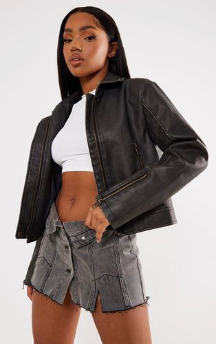 Womens Distressed Look Faux Leather Boxy Fit Biker Jacket - 14 - NastyGal UK (+IE) - Modalova