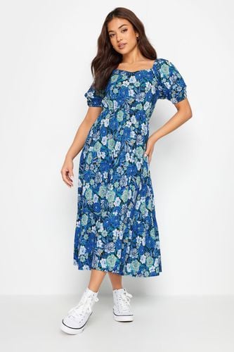 Womens Petite Floral Print Puff Sleeve Midi Dress - - 8 - PixieGirl - Modalova