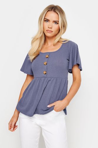 Womens Petite Ribbed Button Detail Smock Top - - 14 - NastyGal UK (+IE) - Modalova