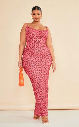Womens Plus Rose Floral Printed Plisse Cowl Neck Maxi Dress - - 30 - NastyGal UK (+IE) - Modalova