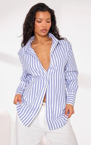 Womens Linen Look Oversized Stripe Shirt - 4 - NastyGal UK (+IE) - Modalova