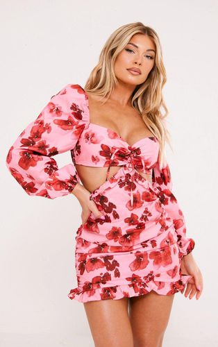 Womens Floral Ruched Cut Out Back Shift Dress - 10 - NastyGal UK (+IE) - Modalova