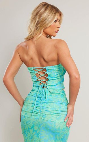 Womens Turquoise Print Woven Drape Neckline Corset - - 4 - NastyGal UK (+IE) - Modalova