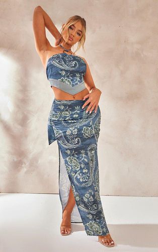 Womens Paisley Printed Satin Tie Waist Knot Front Midaxi Skirt - 8 - NastyGal UK (+IE) - Modalova