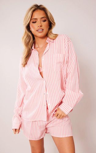 Womens Tonal Stripe Linen Look Oversized Shirt - 4 - NastyGal UK (+IE) - Modalova