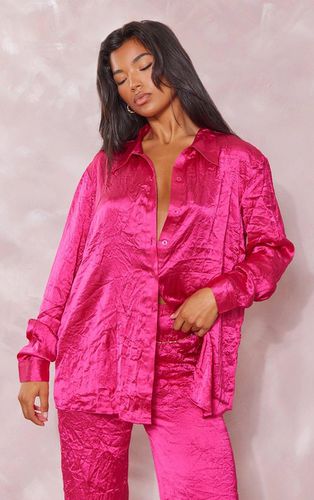 Womens Hot Crinkle Textured Satin Oversized Button Up Shirt - 8 - NastyGal UK (+IE) - Modalova