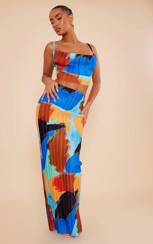Womens Abstract Print Plisse Maxi Skirt - 12 - NastyGal UK (+IE) - Modalova