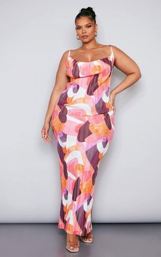 Womens Plus Abstract Printed Plisse Cowl Neck Maxi Dress - 16 - NastyGal UK (+IE) - Modalova