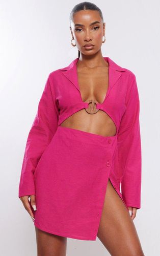 Womens Hot Linen Trim Detail Cut Out Blazer Dress - 4 - NastyGal UK (+IE) - Modalova