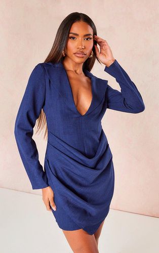 Womens Dark Linen Look Drape Detail Blazer Dress - 4 - NastyGal UK (+IE) - Modalova