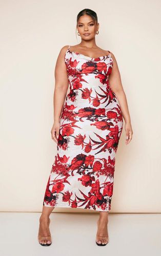 Womens Plus Nude Floral Print Plisse Strappy Maxi Dress - - 28 - NastyGal UK (+IE) - Modalova