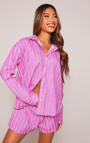 Womens Stripe Linen Look Pocket Front Long Sleeve Oversized Shirt - 4 - NastyGal UK (+IE) - Modalova