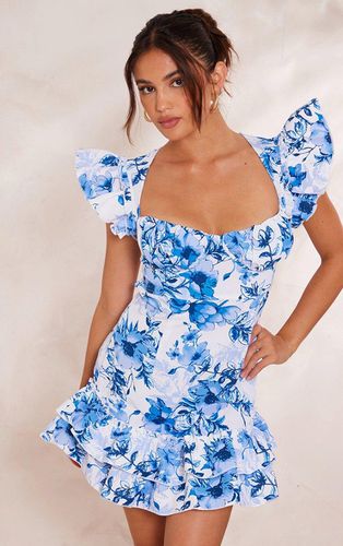 Womens Floral Underwired Frill Strappy Back Bodycon Dress - 16 - NastyGal UK (+IE) - Modalova