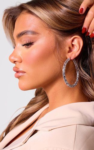 Womens Silver Diamante Hoop Earrings - - One Size - NastyGal UK (+IE) - Modalova