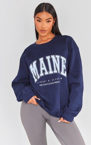 Womens Navy Maine Oversized Print Sweatshirt - - S - NastyGal UK (+IE) - Modalova