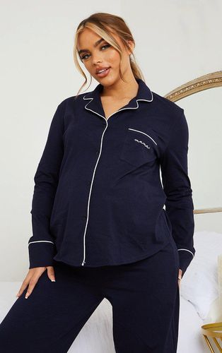 Womens Maternity Navy Mama Long Sleeve Button Up PJ Top - - 12 - NastyGal UK (+IE) - Modalova