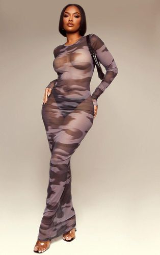 Womens Shape Camo Print Long Sleeve Maxi Dress - 8 - NastyGal UK (+IE) - Modalova