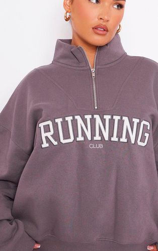 Womens Charcoal Running Embroidered Zip Up Sweatshirt - - S - NastyGal UK (+IE) - Modalova