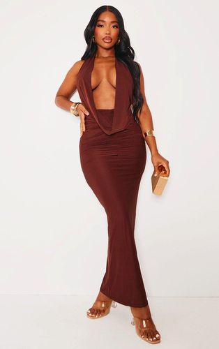 Womens Shape Chocolate Slinky Cowl Ruched Front Maxi Dress - - 16 - NastyGal UK (+IE) - Modalova