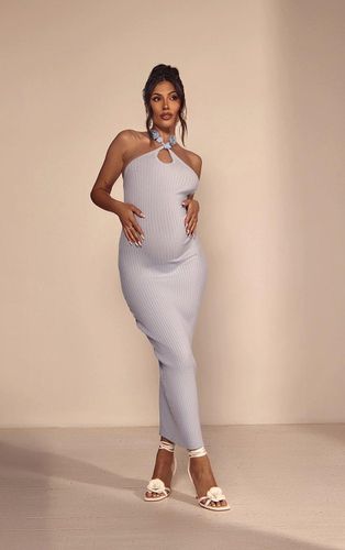 Womens Maternity Baby Rib Knit Flower Detail Maxi Dress - 12 - NastyGal UK (+IE) - Modalova