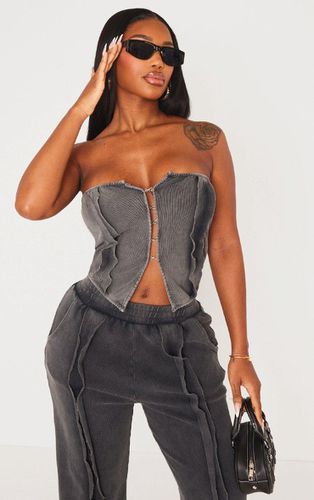 Womens Shape Charcoal Soft Rib Hook And Eye Bandeau Corset Top - - 8 - NastyGal UK (+IE) - Modalova