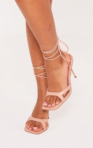Womens Nude Pu Square Toe Cut Out Strap Lace Up Heeled Sandals - - 3 - NastyGal UK (+IE) - Modalova