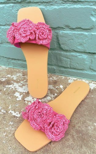 Womens Square Toe Crochet Flower Flat Sandals - 3 - NastyGal UK (+IE) - Modalova
