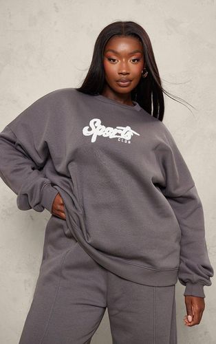 Womens Plus Charcoal Borg Embroidered Sweatshirt - - 18 - NastyGal UK (+IE) - Modalova