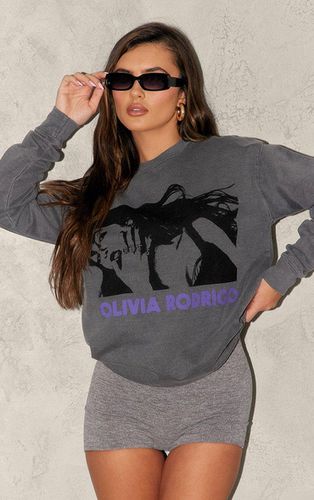 Womens Charcoal Washed Olivia Rodrigo Print Sweatshirt - - L - NastyGal UK (+IE) - Modalova