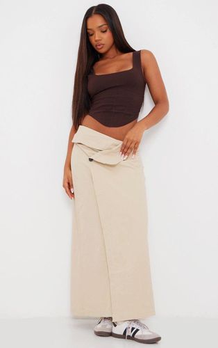 Womens Ecru Tailored Twill Asymmetric Fold Over Maxi Skirt - - 14 - NastyGal UK (+IE) - Modalova