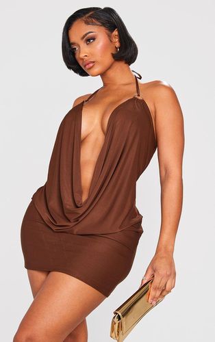 Womens Shape Chocolate Slinky Ring Detail Cowl Neck Bodycon Dress - 16 - NastyGal UK (+IE) - Modalova