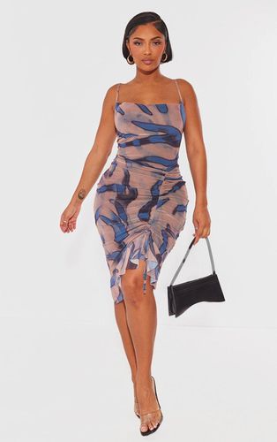 Womens Shape Zebra Print Mesh Cowl Ruched Midi Dress - 10 - NastyGal UK (+IE) - Modalova