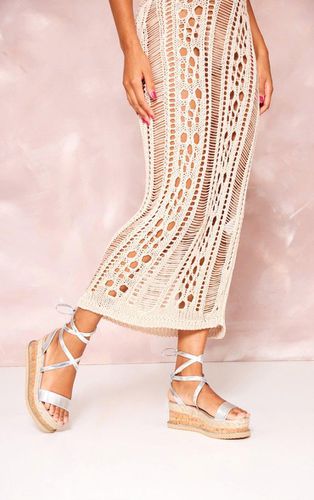 Womens Silver Espadrille Lace Up Flatform Sandals - - 4 - NastyGal UK (+IE) - Modalova